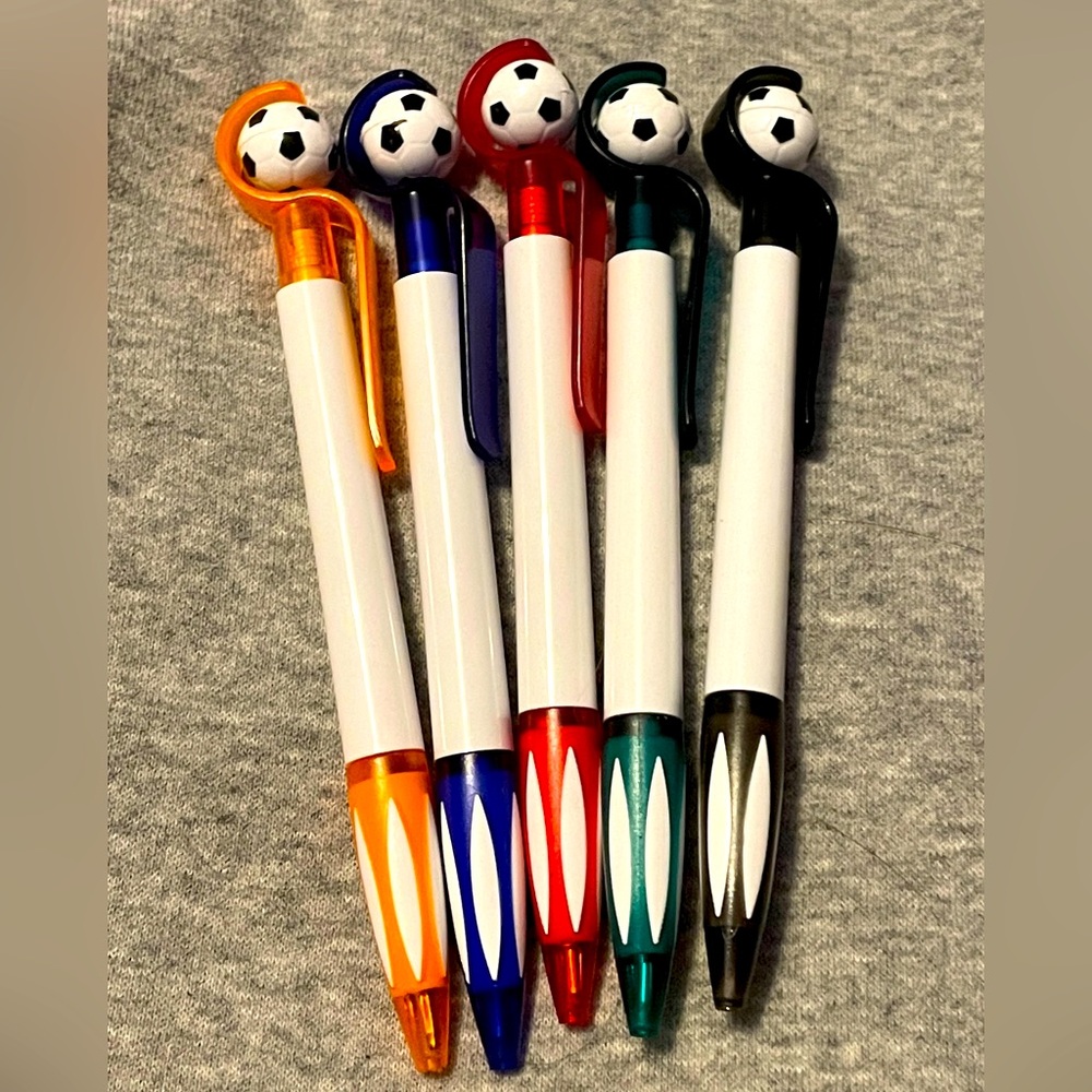 Soccer Fidget Pens, black ink, 5 pack